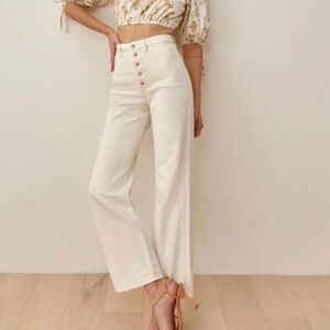 Reformation Lexi High Rise Wide Leg Jeans Ivory - Size 27